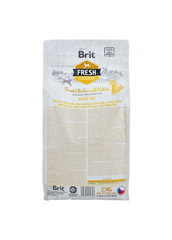 Сухой корм для взрослых собак всех пород, с курицей и картофелем, 2,5 кг. Brit Fresh (322874718)