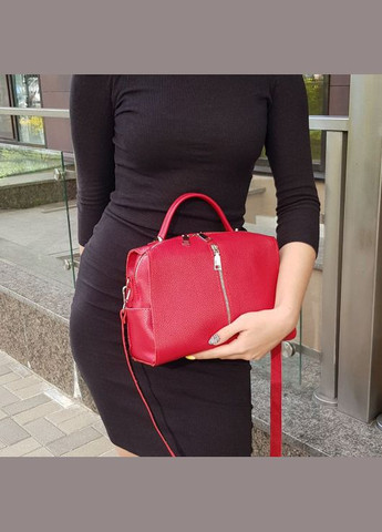Красная кожаная женская молодежная сумка через плечо с маленькой ручкой и ремешком Serebro (278260581)
