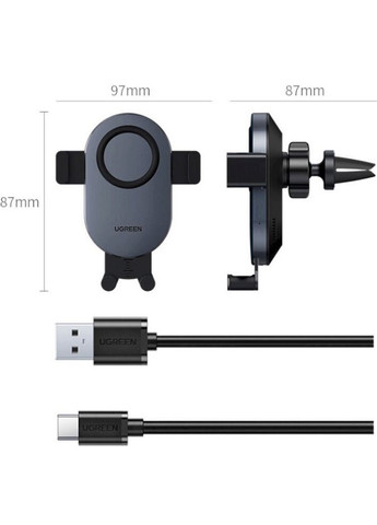 Автодержатель для телефона с беспроводной зарядкой CD256 Wireless Car Charger Ugreen (297330940)