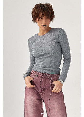 Однотонний лонгслів із сітчастою окантовкою - чорний колір Lurex (370602059)