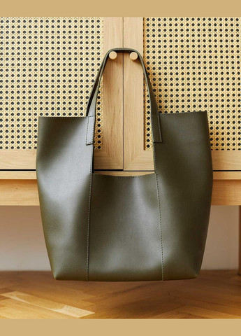 Комплект жіночих сумок-кроссбаді та шопера оливкові з екошкіри «Трейс» WeLassie (298568025)