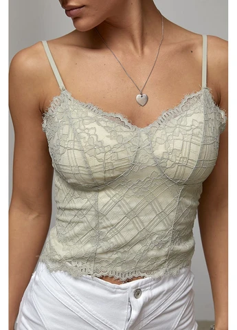 Кружевной топ на бретелях с чашечками, ONE SIZE No Brand — 399770100
