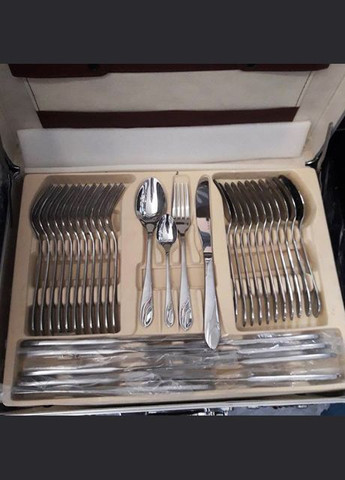 Набір столових приладів Bachmayer BM-7206 із 72 предметів у подарунковій валізі на 12 персон ложки, виделки (вилки), ножі No Brand (317170001)