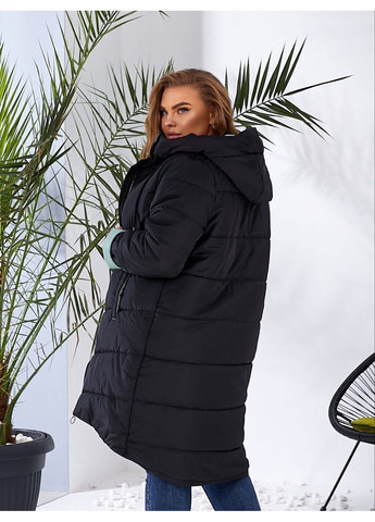 Мятная зимняя женская зимняя куртка с утеплителем и искусственным мехом — замеры в описании куртка-пальто Vione