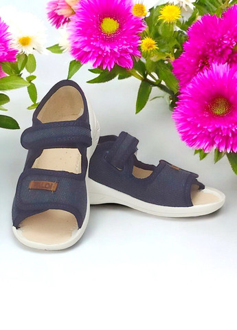 Дитячі відкриті тапочки капчики для хлопчика ортопедичні текстильні босоніжки Адам новий сині Waldi (301524821)