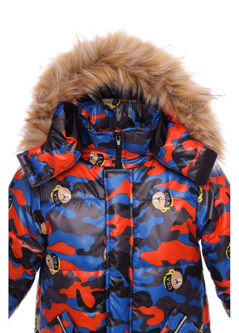 Синій зимній комбінезон для хлопчика на холлофайбері з принтом ведмедика стиль синій 92 см (35457) BABYKROHA