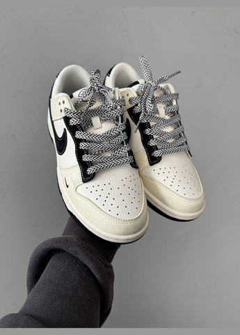 Бежевые демисезонные кроссовки мужские и женские nike sb dunk beige black | найк сб данк низкие бежевые черные No Brand
