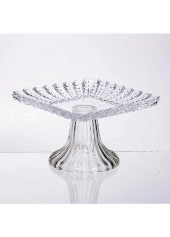 Тортівниця скляна квадратна на ніжці, 16×16 см 64486-17 Yiwu (396559481)