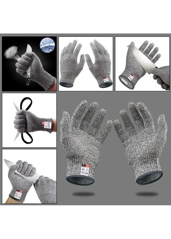 Перчатки с защитой от порезов 5 уровень защиты для кухни, сада и ремонта серые No Brand (370785249)