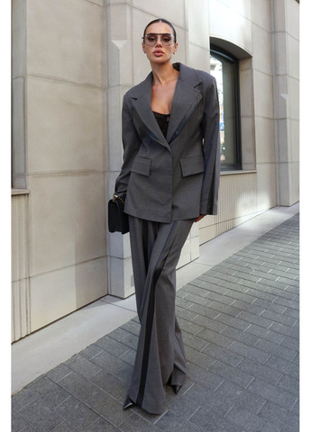 Стильные брюки из костюмной ткани серого цвета Jadone Fashion (356174361)