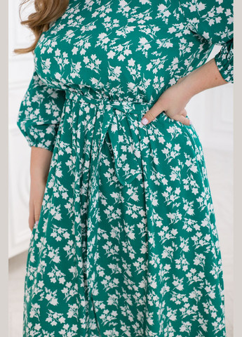 Зеленое повседневный нежное платье колокол No Brand с цветочным принтом