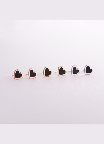 Золоті сережки - пусети Сердечка (емаль) с08035 Oniks (264023450)