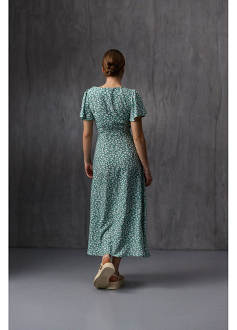 Бірюзова сукня штапель міді з коротким рукавом бірюза Bessa