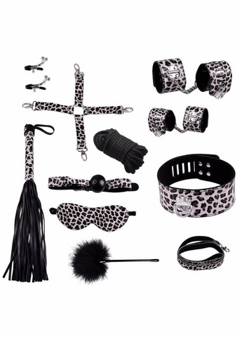 БДСМ набір для рольових садо-мазо ігор фетиш 10 предметів Леопардовий No Brand (340914354)