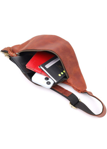 Бананка для мужчин отменного качества из винтажной натуральной кожи 23140 Рыжий Shvigel (335081576)