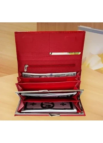 Жіночий червоний шкіряний лаковий гаманець MDR No Brand (385867421)