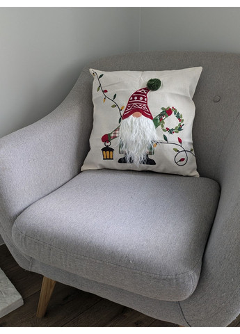 Наволочка на подушку 45х45см новогодний гном с вышитым рисунком No Brand (363187992)