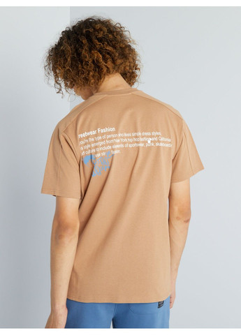 Бежева футболка basic,бежевий з принтом, Kiabi