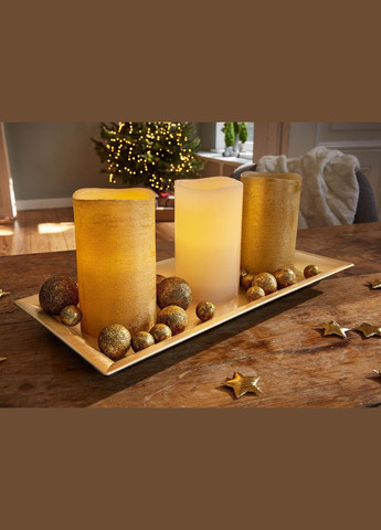 Восковые LED золотые свечи, 2 шт Ø 7,5 х 12,5 см, беспламенные, тушение возгорания задаванием Livarno home (329058772)