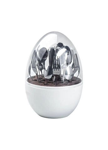 Набор столовых приборов на 6 персон из нержавеющей стали серебристый 24 штуки в яйце TS Kitchen Белый No Brand (317311022)