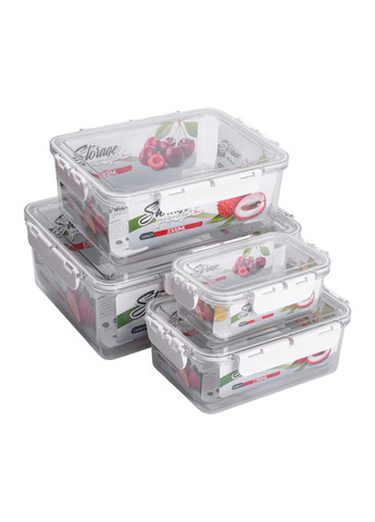 Набір контейнерів для їжі 0.7/1.7/3.3/5.7 л 4 шт з кришками на засувках HP-27-5 Jooki (358706232)
