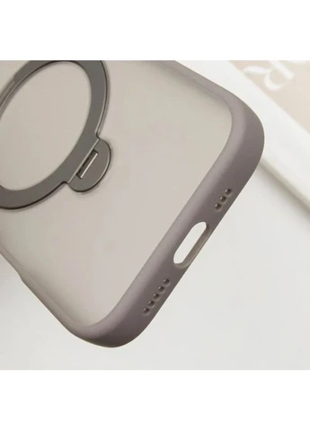 Чехол для Apple iPhone 16 MagSafe TPU Серый 6.1" с функцией подставки и кольцом-держателем No Brand (402070940)