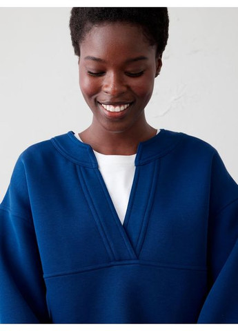 Синий свитшот женский s, frigid night (синий) Banana Republic однотонный с вырезами (359472376)