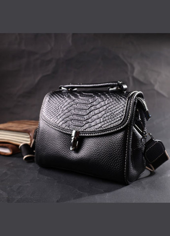 Шкіряна сумка Vintage із засувкою для жінок міський стиль чорна (sku_22416) No Brand (329853271)