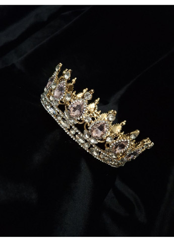 Корона с розовыми камнями Swarovski Золото 13.5 см Тиара с камнями Swarovski для свадьбы. No Brand (369162831)