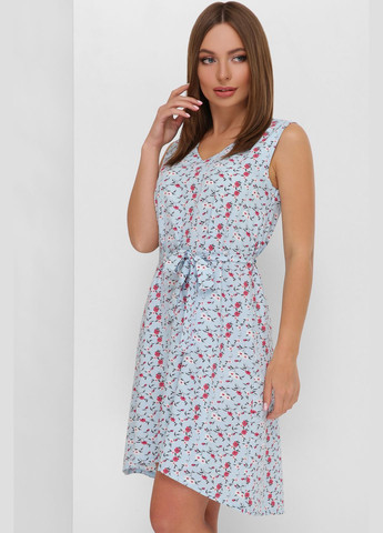 Блакитна повсякденний жіноче плаття з принтованого софту (-platxe-1889) MarSe