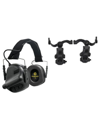 Тактические активные наушники М31 + крепление на шлем OPS Core (чебурашка) Черный Earmor (333662565)