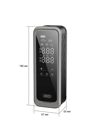 Автомобильный компрессор портативный аккумуляторный 2 в 1 фонарь LED-дисплей 5000 мАч (CZ8162) XO (361161970)