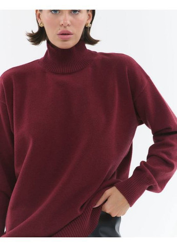 Бордовый демисезонный вязаный женский свитер с шерстью MonCher