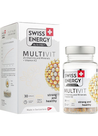Вітаміни в капсулах "25 вітамінів і мінералів" Multivit 30шт (890259-31016609) Swiss Energy (368614770)