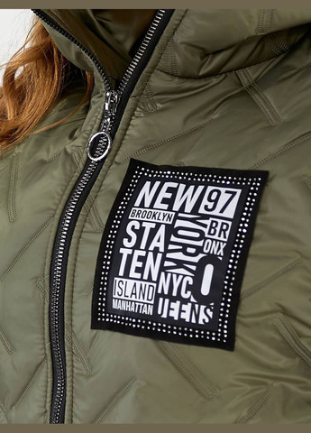 Жіноча жилетка батал хакі довжина по коліно пряма з капюшоном і кишенями Viki Жилет (316111605)