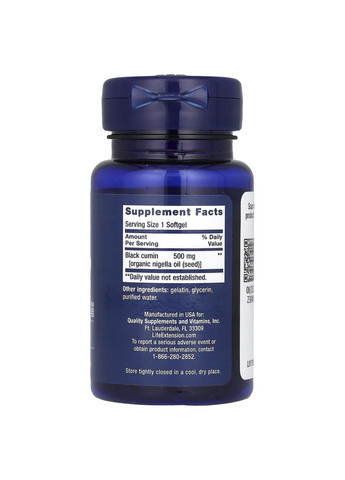 Масло чорного кмину,, 60 капсул Life Extension (366734303)