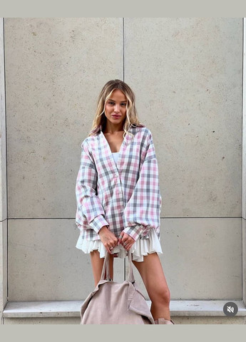 Голубой рубашка в клетку No Brand