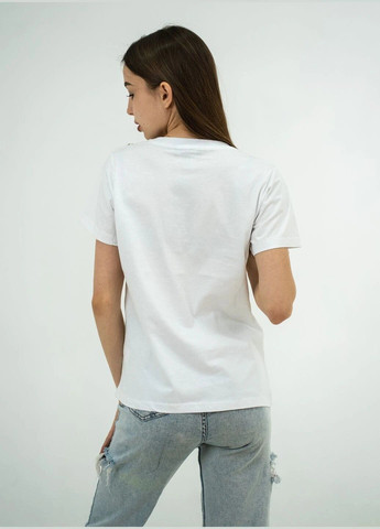 Белая летняя футболка женская летняя с рисунком с коротким рукавом Balmain