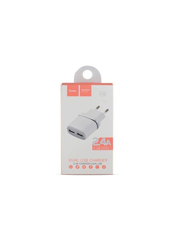 Сетевое зарядное устройство dual USB charger 12W White Hoco C12 Smart (368698146)