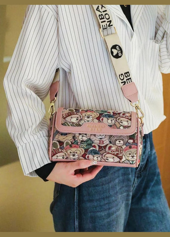 Жіноча сумка невелика через плече з ведмедиками рожева Beibaobao (311600876)