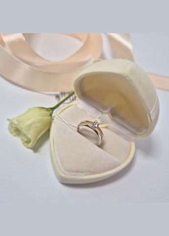 Срібна каблучка із золотою пластиною з Білим каменем 16.5 розмір срібло 925 проби золото 375 1571 No Brand (316323683)