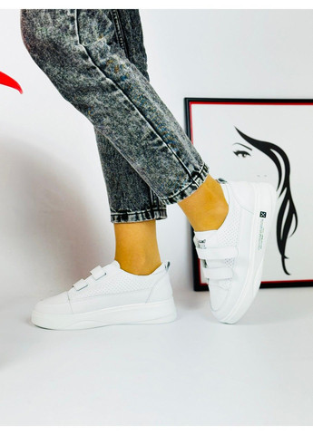 169 Кросівки Шкіряні Білі з перфорацією на ліпучках KDSL білі літо (290867315)