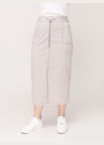 Светло-бежевая повседневная однотонная юбка женская светло-бежевая тонкая длинная с разрезом Estensivo карандаш