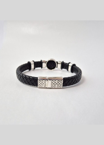 Серебряный Кожаный широкий браслет оберег Валькнут 21 см серебро 925 пробы Черненное 75281 23.03г No Brand (318093538)