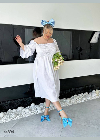 Белое повседневный платье миди Liton