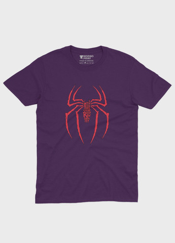 Фиолетовая демисезонная футболка для мальчика с принтом супергероя - человек-паук (ts001-1-dby-006-014-046-b) Modno