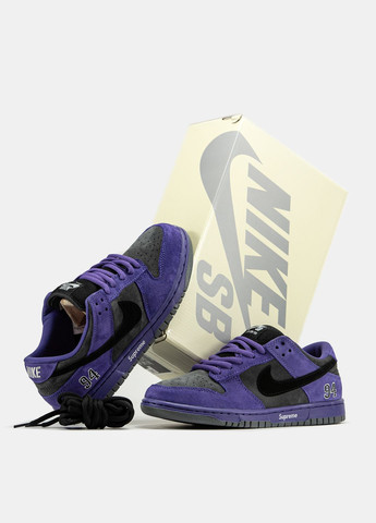 Фиолетовые демисезонные кроссовки мужские и женские nike sb dunk low x supreme purple | найк сб данк фиолетовые No Brand