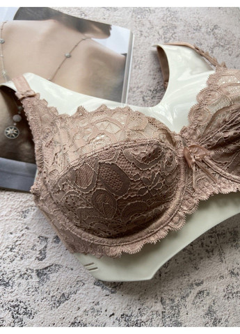 Пудровий пудровий бюстгальтер із мереживом, ліфчик без поролону Lanny Mode