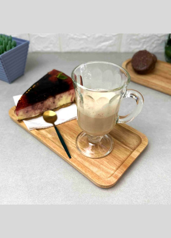 Прямокутна дерев'яна таця для чашки та десертів 28 см Hell (303210091)