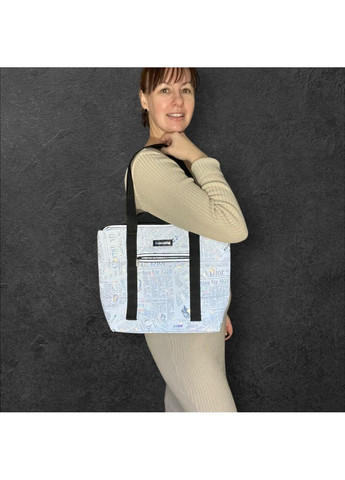 Сумка-шопер Svitashka светоотражающая Газета черные ручки на молнии No Brand (316635735)